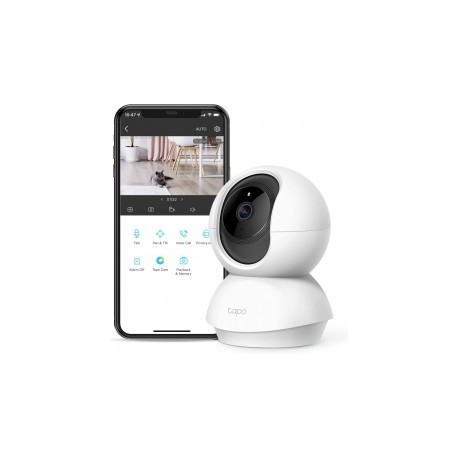 TP-Link Tapo C200, Cámara Wi-Fi de Seguridad para el Hogar con Giro / Inclinación, 1080p, Audio Bidireccional, Control Remoto, 