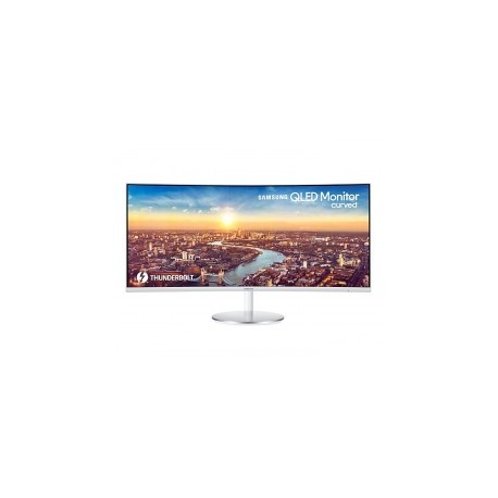 Samsung Monitor Thunderbolt-3 34 Pulgadas QLED Curved, 3440 x 1440, HDMI, 100 Hz, 4GTG ms, Metallic Silver/White