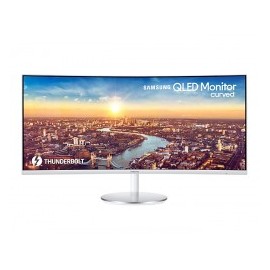 Samsung Monitor Thunderbolt-3 34 Pulgadas QLED Curved, 3440 x 1440, HDMI, 100 Hz, 4GTG ms, Metallic Silver/White