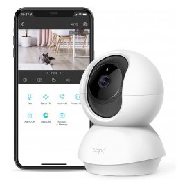 TP-Link Tapo C200, Cámara Wi-Fi de Seguridad para el Hogar con Giro / Inclinación, 1080p, Audio Bidireccional, Control Remoto, 