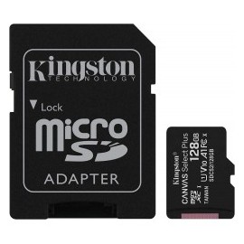 Kingston MicroSDXC Select Plus 128GB (Con Adaptador a SD) Clase 10, UHS-I, U1, V10 Lectura: 100MB/s (SDCS2/128GB)