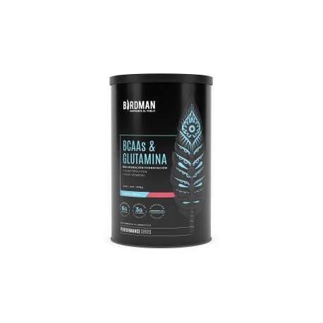 Birdman BCAAs + L-Glutamina Ratio (BCAA 2:1:1) 100% Vegetal, (Vegano), 0 Carbohidratos, con Vitamina B12, Minerales, Vitamina C