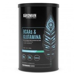 Birdman BCAAs + L-Glutamina Ratio (BCAA 2:1:1) 100% Vegetal, (Vegano), 0 Carbohidratos, con Vitamina B12, Minerales, Vitamina C